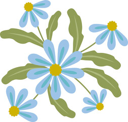 Blue flower illustration. Flat design.