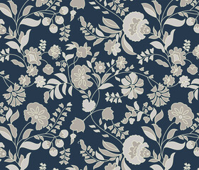 traditional Indian paisley pattern on  blue   background