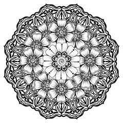 Floral Background with mehndi flower. Decorative ornament in ethnic oriental style. Coloring book.