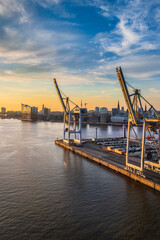Container terminal in the port of Hamburg, Germany - 524407277