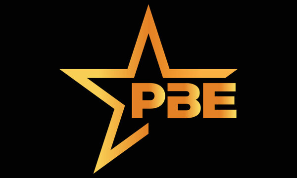 PBE golden luxury star icon three letter logo design vector template. royal logo | luxury logo | jewelry logo | premium logo | iconic logo | Victoria logo |	
