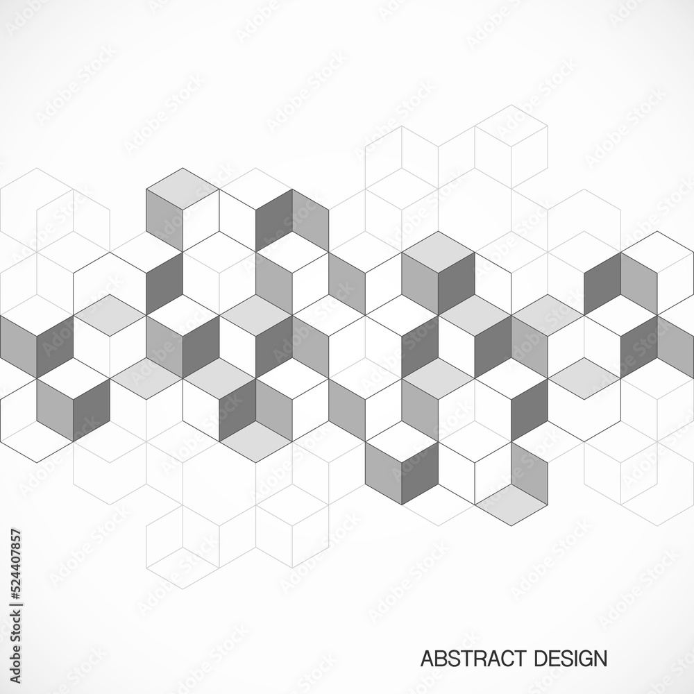 Poster The graphic design elements with isometric shape blocks. Vector illustration of abstract geometric background