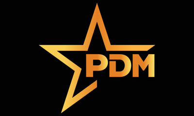 PDM golden luxury star icon three letter logo design vector template. royal logo | luxury logo | jewelry logo | premium logo | iconic logo | Victoria logo |	
