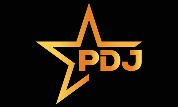 PDJ golden luxury star icon three letter logo design vector template. royal logo | luxury logo | jewelry logo | premium logo | iconic logo | Victoria logo |	