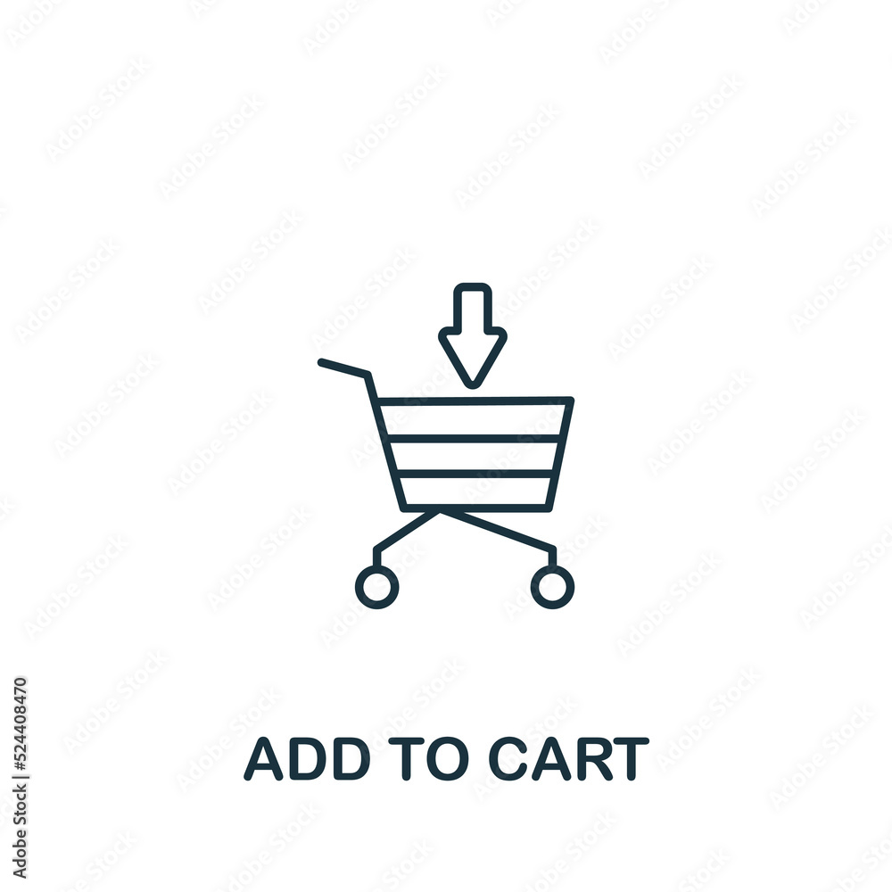 Poster add to cart icon. line simple line online store icon for templates, web design and infographics