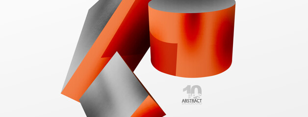 Vector 3d abstract background. Shapes 3d triangle and cylinder. Trendy techno business template for wallpaper, banner, background or landing