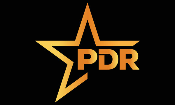 PDR golden luxury star icon three letter logo design vector template. royal logo | luxury logo | jewelry logo | premium logo | iconic logo | Victoria logo |	