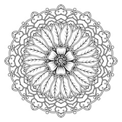 Floral Background with mehndi flower. Decorative ornament in ethnic oriental style. Coloring book.
