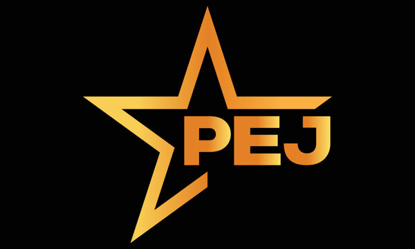 PEJ golden luxury star icon three letter logo design vector template. royal logo | luxury logo | jewelry logo | premium logo | iconic logo | Victoria logo |	