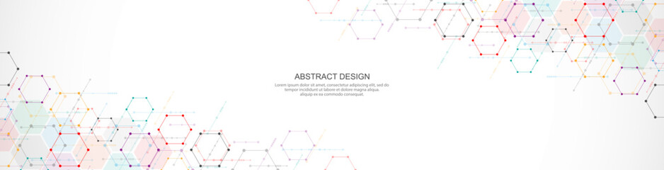 Obraz premium Abstract background and geometric pattern with hexagons shape for banner design or header