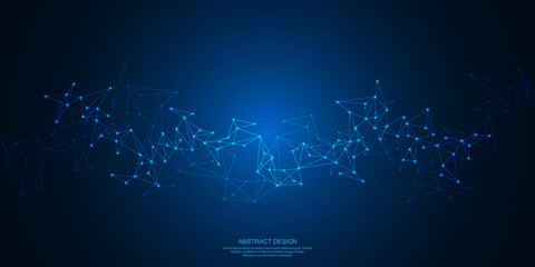 Fototapeta premium Abstract technology background with connecting the dots and lines. Global network connection, internet technology and digital communication concept
