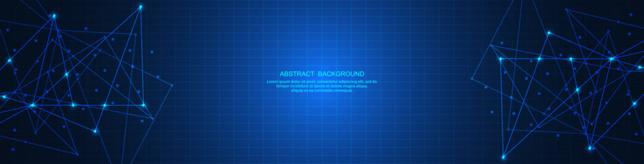 Abstract technology background of global network connection and communication with connecting the dots and lines for banner design or header