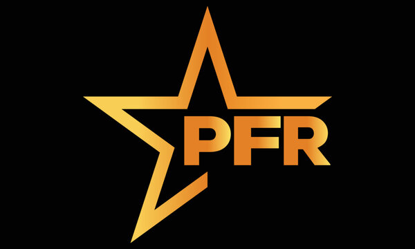 PFR golden luxury star icon three letter logo design vector template. royal logo | luxury logo | jewelry logo | premium logo | iconic logo | Victoria logo |	