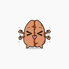 Cute coffee beans mascot illustration, international coffee day vector design.