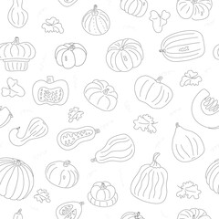 seamless pattern with vegetables pumpkin 