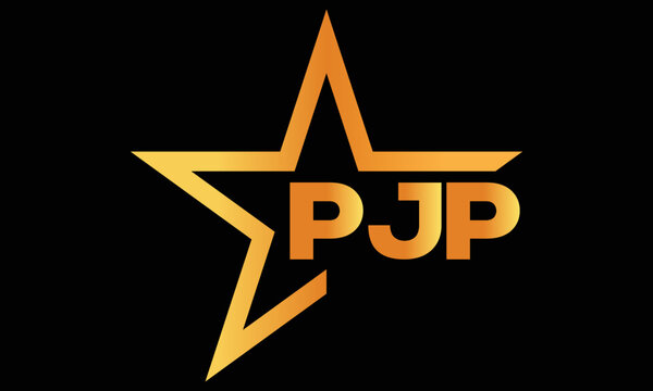 PJP golden luxury star icon three letter logo design vector template. royal logo | luxury logo | jewelry logo | premium logo | iconic logo | Victoria logo |	