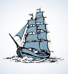 Sailing vessel. Vector drawing