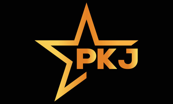 PKJ golden luxury star icon three letter logo design vector template. royal logo | luxury logo | jewelry logo | premium logo | iconic logo | Victoria logo |	