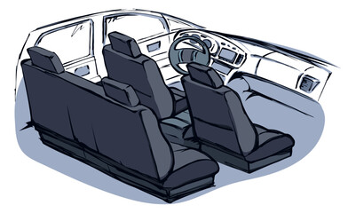 Interior of the car. Vector drawing