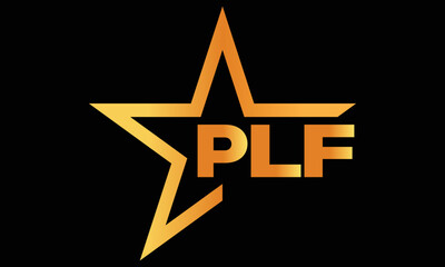 PLF golden luxury star icon three letter logo design vector template. royal logo | luxury logo | jewelry logo | premium logo | iconic logo | Victoria logo |	