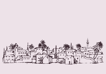 Obraz premium City in a desert. Vector drawing