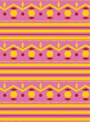 Abstract Hand Drawing Ethnic Geometric Horizontal Stripes Dots Diamond Shapes Seamless Vector Pattern Isolated Background