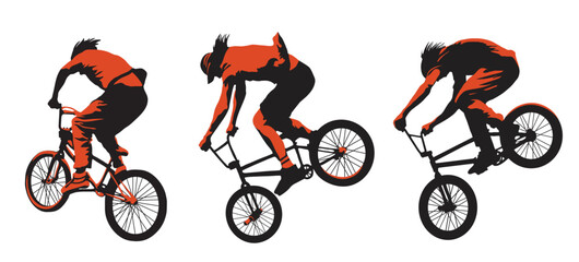 Cyclist jumping, extreme sports vector illustration - 524411613