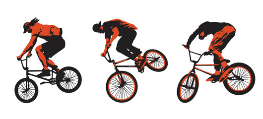 Cyclist jumping, extreme sports vector illustration - 524411614