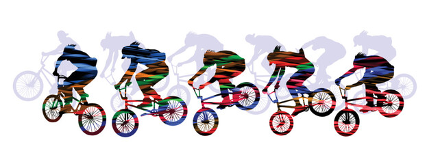 Cyclist jumping, extreme sports vector illustration - 524411615