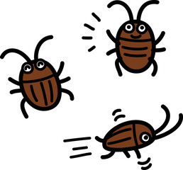 かわいいゴキブリのイラストセット