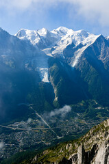 View of the Mont-Blanc Massif, Chamonix Mont-Blanc, France