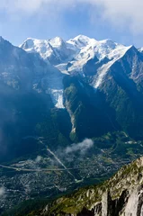 Photo sur Plexiglas Mont Blanc View of the Mont-Blanc Massif, Chamonix Mont-Blanc, France
