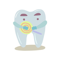 cute white teeth in action dental care