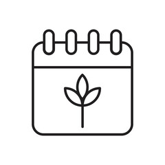 Calendar with leaf icon. Spring season calendar symbol. isolated on white background