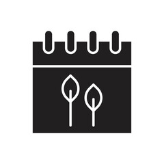 Calendar with leaf icon. Spring season calendar symbol. isolated on white background