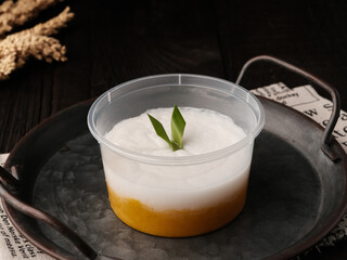 Kue Talam Ubi, Indonesian traditional snack made made of sweet Potato and coconut milk. 
