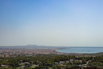 the bay of palma de mallorca seen from son vida with all the houses and the sea