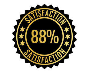 88% Satisfaction Sign Vector transparent background Gold Color