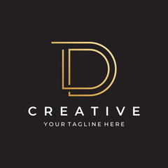 Logo template design Initial geometry of the letter D. Logo design with a minimalist and elegant style. Logo for companies and initials.