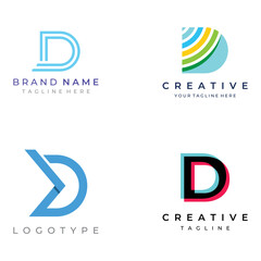 Logo template design Initial geometry of the letter D. Logo design with a minimalist and elegant style. Logo for companies and initials.