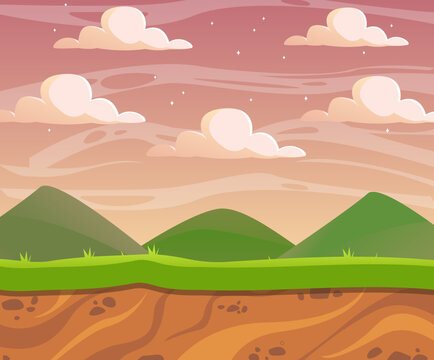 hills clouds landscape cut soil vector illustration