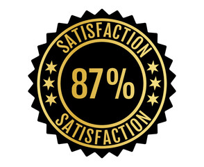 87% Satisfaction Sign Vector transparent background Gold Color