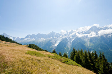 View of the Mont-Blanc Massif, Chamonix Mont-Blanc, France