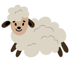 Cute hand drawn sheep. White background, isolate. Vector illustration.
