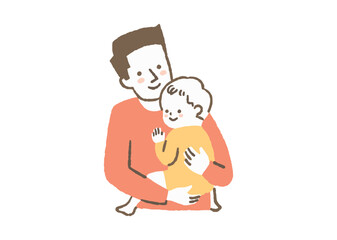 お父さんに抱っこされた赤ちゃん_色