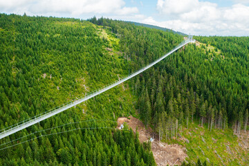 Sky Bridge 721 is the longest suspension bridge between two hills in the forest, Dolni Morava,...