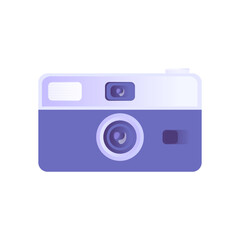 Violet vintage photo camera. Instant photo camera in flat style isolated on white background. Can be used for web banner, website, social media, app, flyer and stickers	