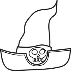 Pirate witch hat, Halloween clipart