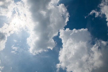 Nice summer sunny day blue sky with white clouds outdoor