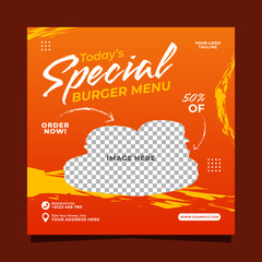 Special burger menu promotion social media post banner template